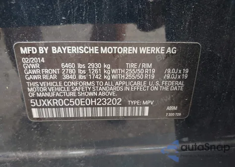 2014 BMW X5 xDrive35I z USA, uszkodzony, nr VIN 5UXKR0C50E0H23202